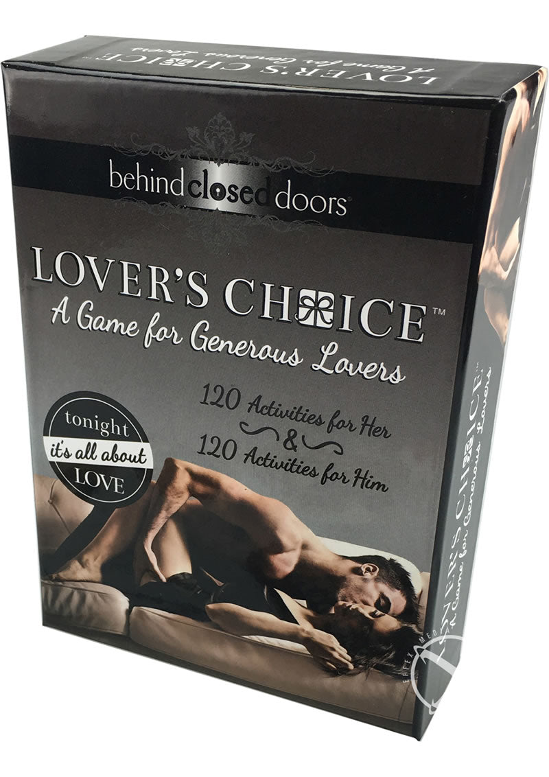 Behind Closed Door Lovers Choice Game For Couples boxed set showcasing activities for couples intimacy and connection.