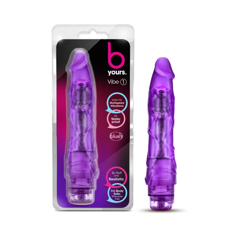 B Yours Vibe 1 Realistic 9 inches Vibrating Dildo Purple