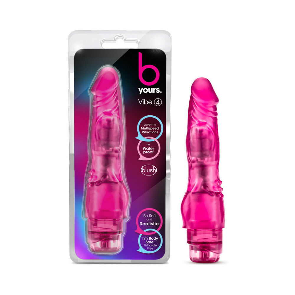 B Yours Vibe 4 Realistic 8 inches Vibrating Dildo Pink