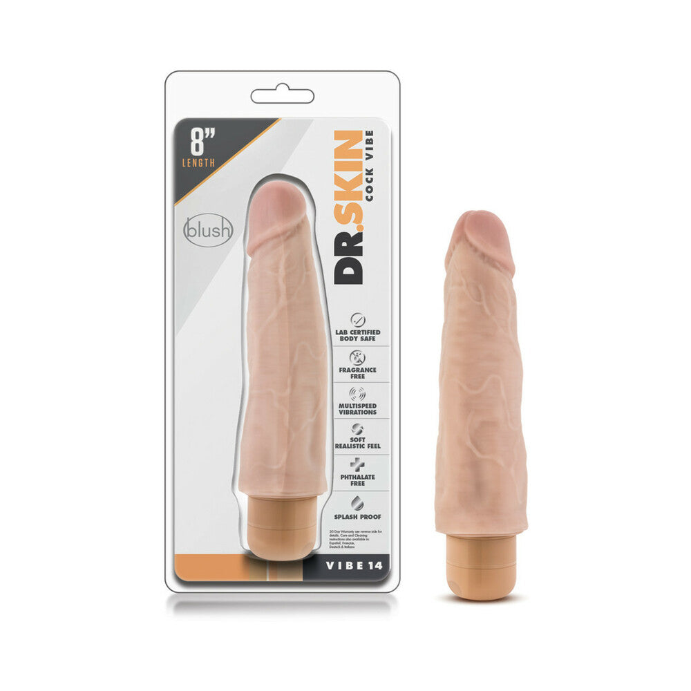 Dr. Skin Vibe 14 Realistic 8 inches Vibrating Dildo Beige
