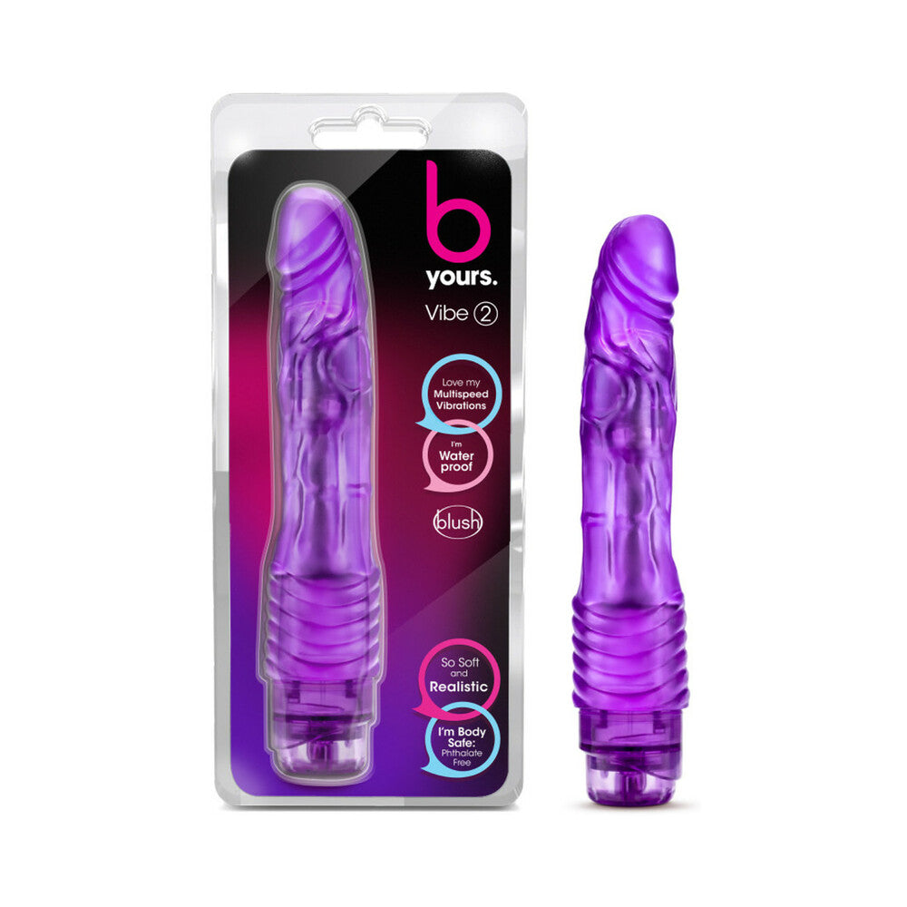B Yours Vibe 2 Realistic 9 inches Vibrating Dildo Purple