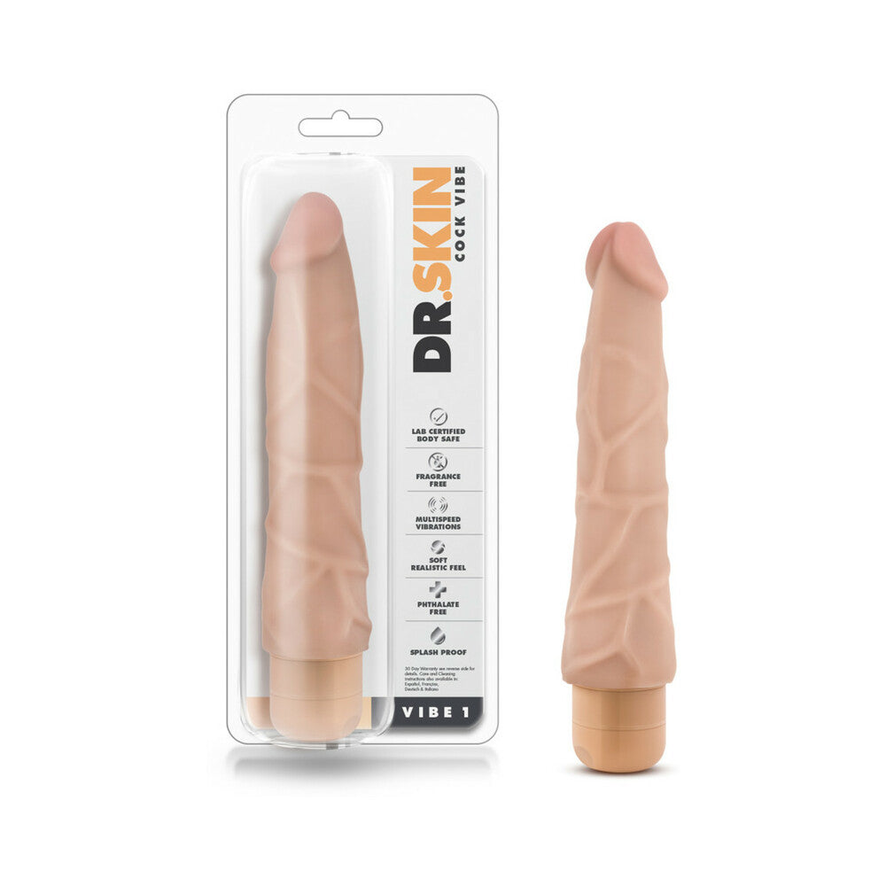 Dr. Skin Vibe 1 Realistic 9 inches Vibrating Dildo Beige