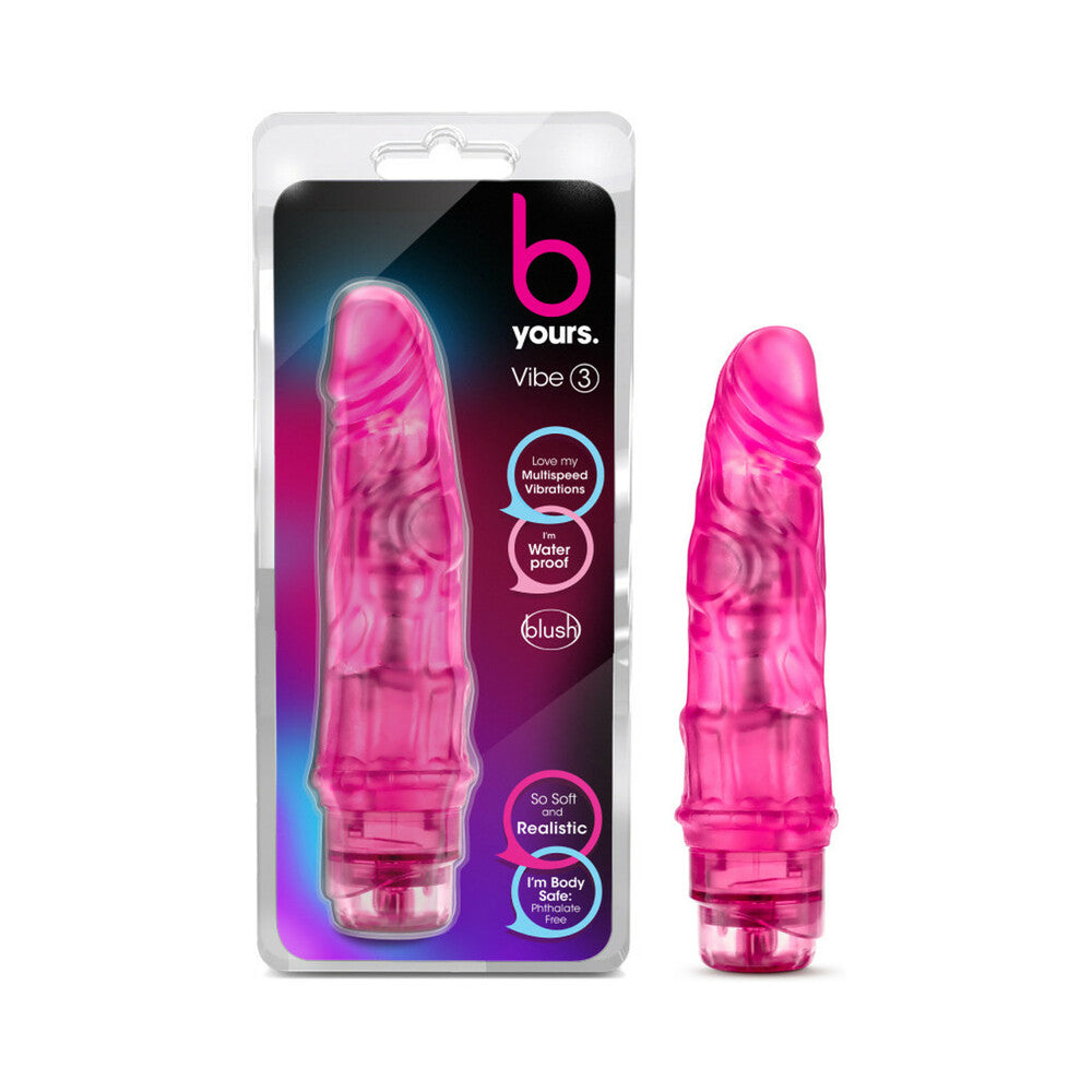 B Yours Vibe 3 Realistic 7.75 inches Vibrating Dildo Pink