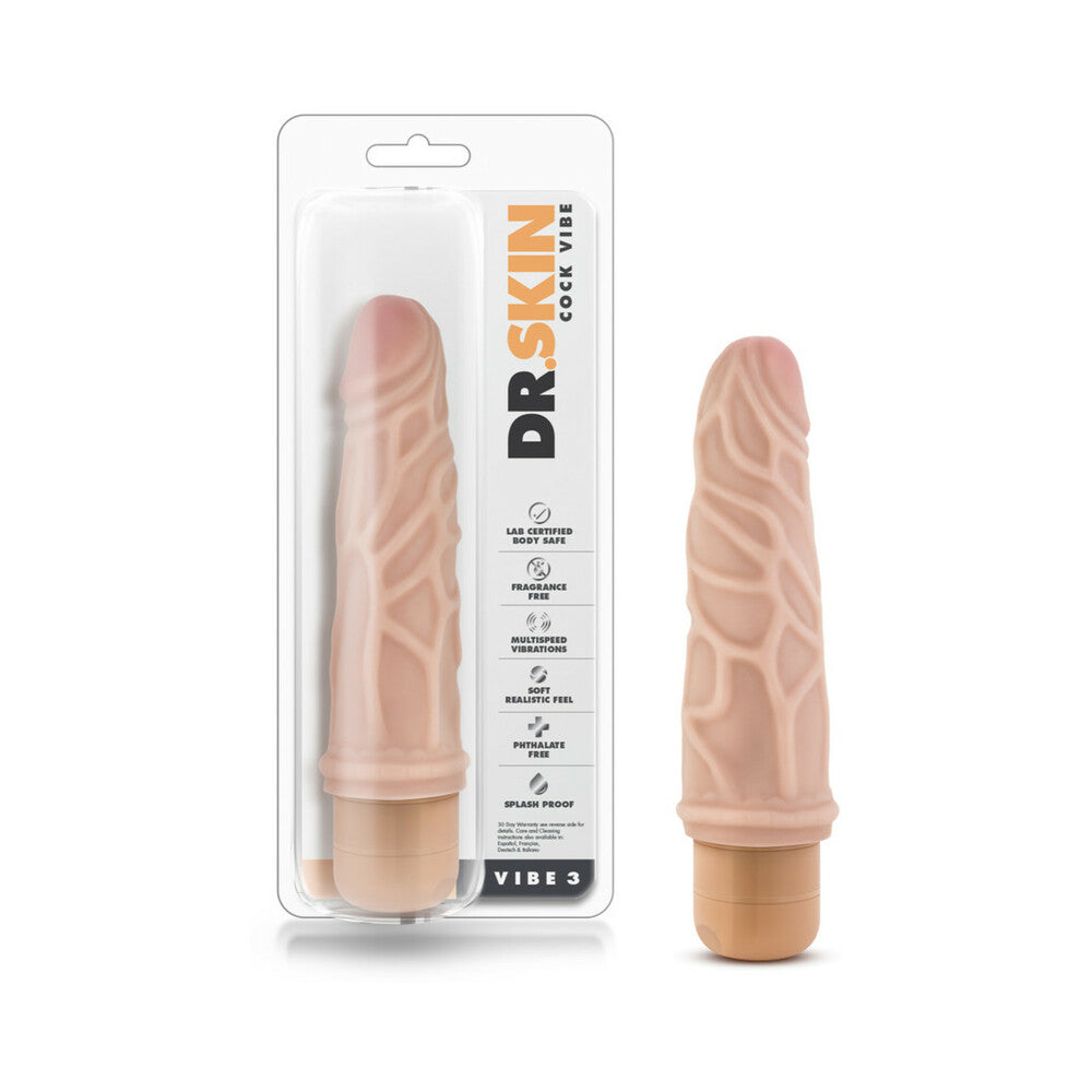 Dr. Skin Vibe 3 Realistic 7.25 inches Vibrating Dildo Beige