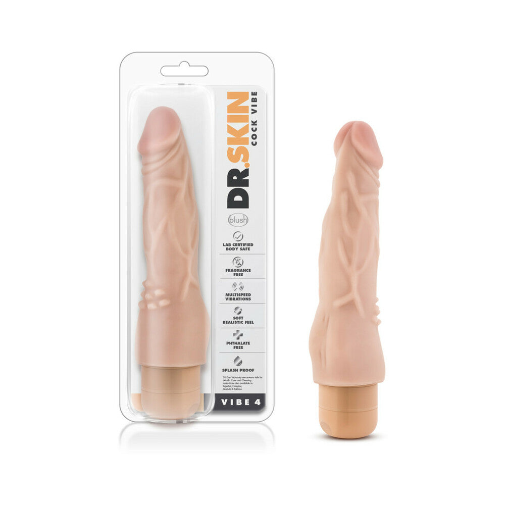 Dr. Skin Vibe 4 Realistic 8 inches Vibrating Dildo Beige