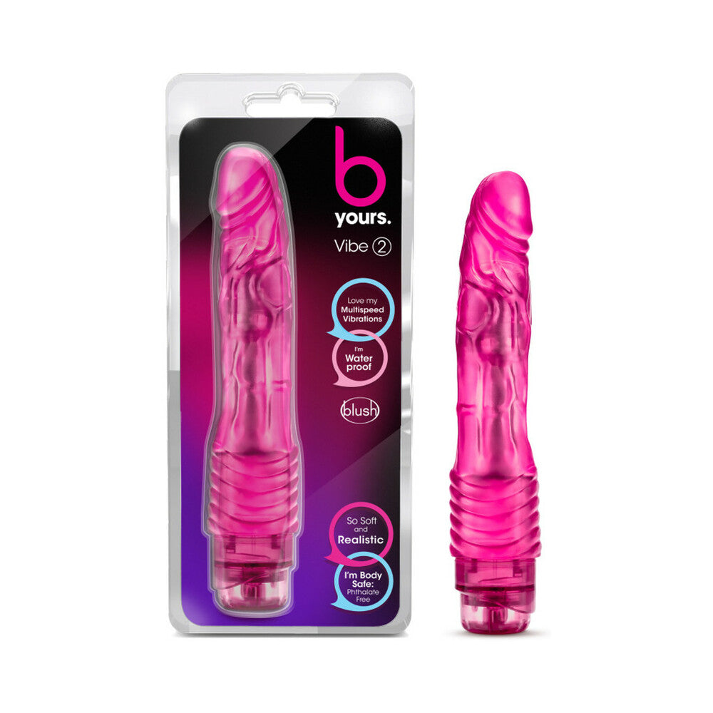 B Yours Vibe 2 Realistic 9 inches Vibrating Dildo Pink