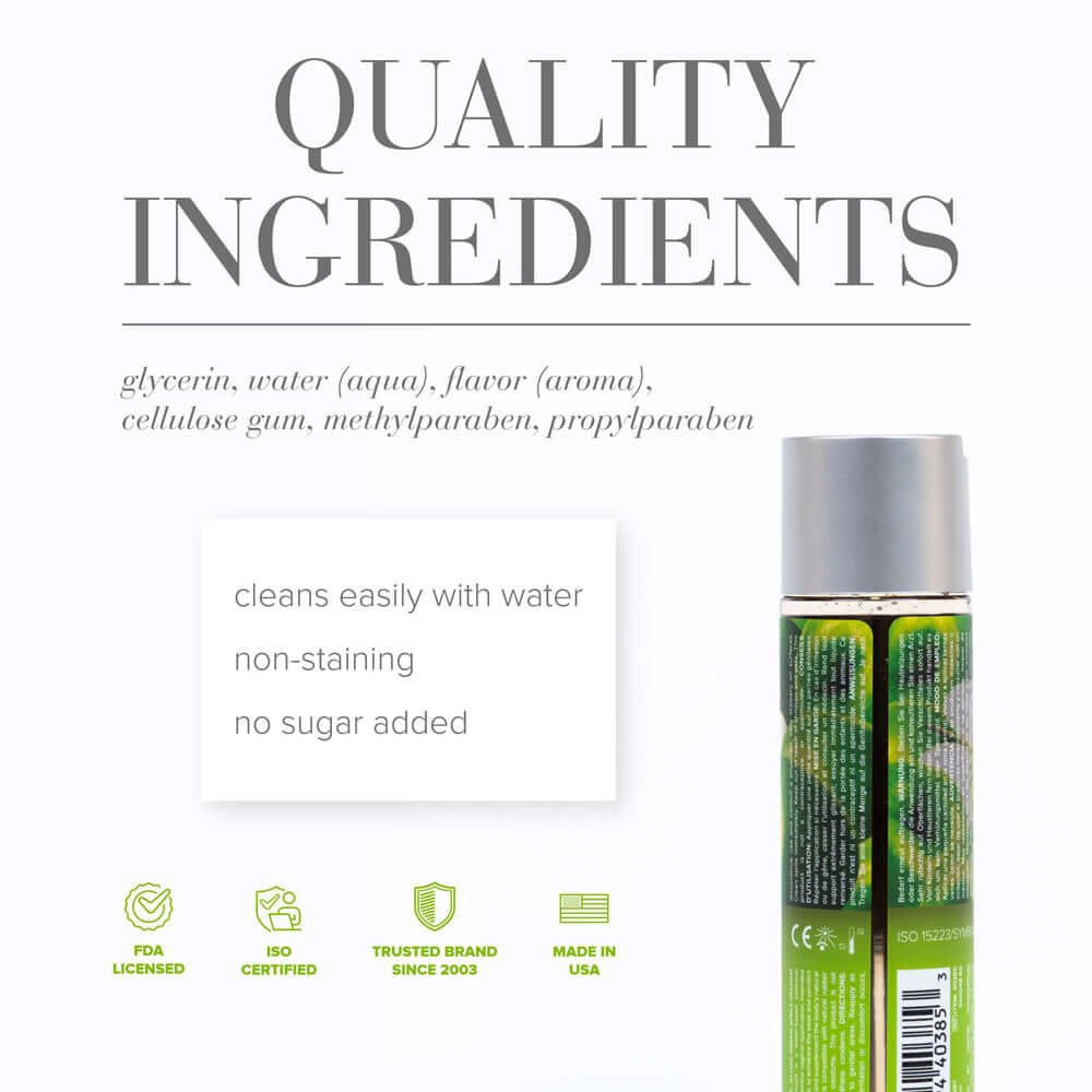 JO H2O Green Apple Delight Water-Based Lubricant 4 Oz quality ingredients information