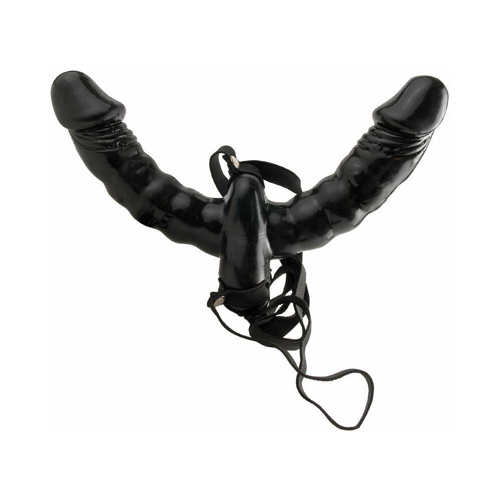 Fetish Fantasy Series Vibrating Double Delight Strap-On With 6 inches Dual-Ended Dildo Black