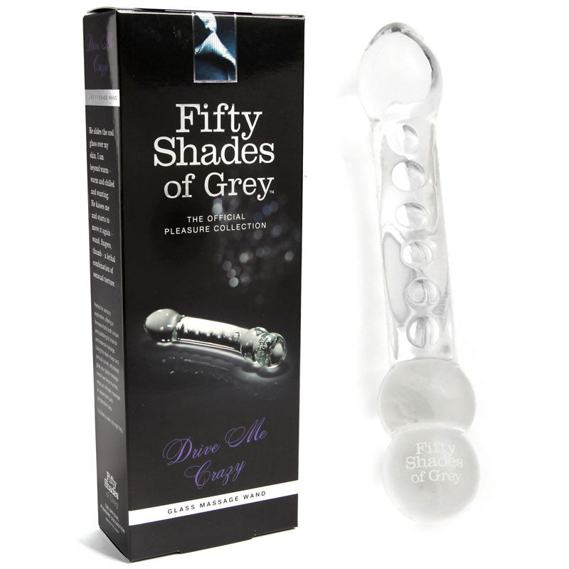 Fifty Shades of Grey Drive Me Crazy 7.5 inches Glass Massage Wand Dildo Clear