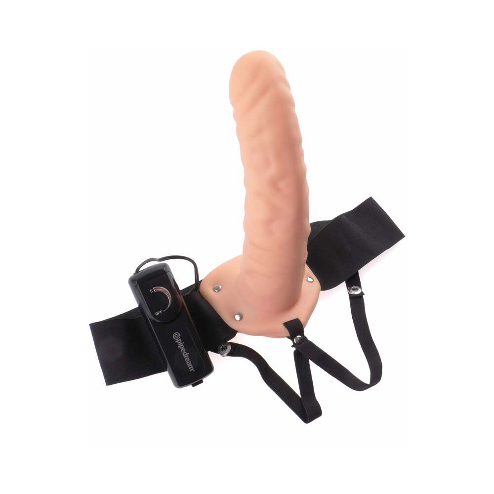 Fetish Fantasy Series 8 inches Vibrating Hollow Strap-On Beige/Black