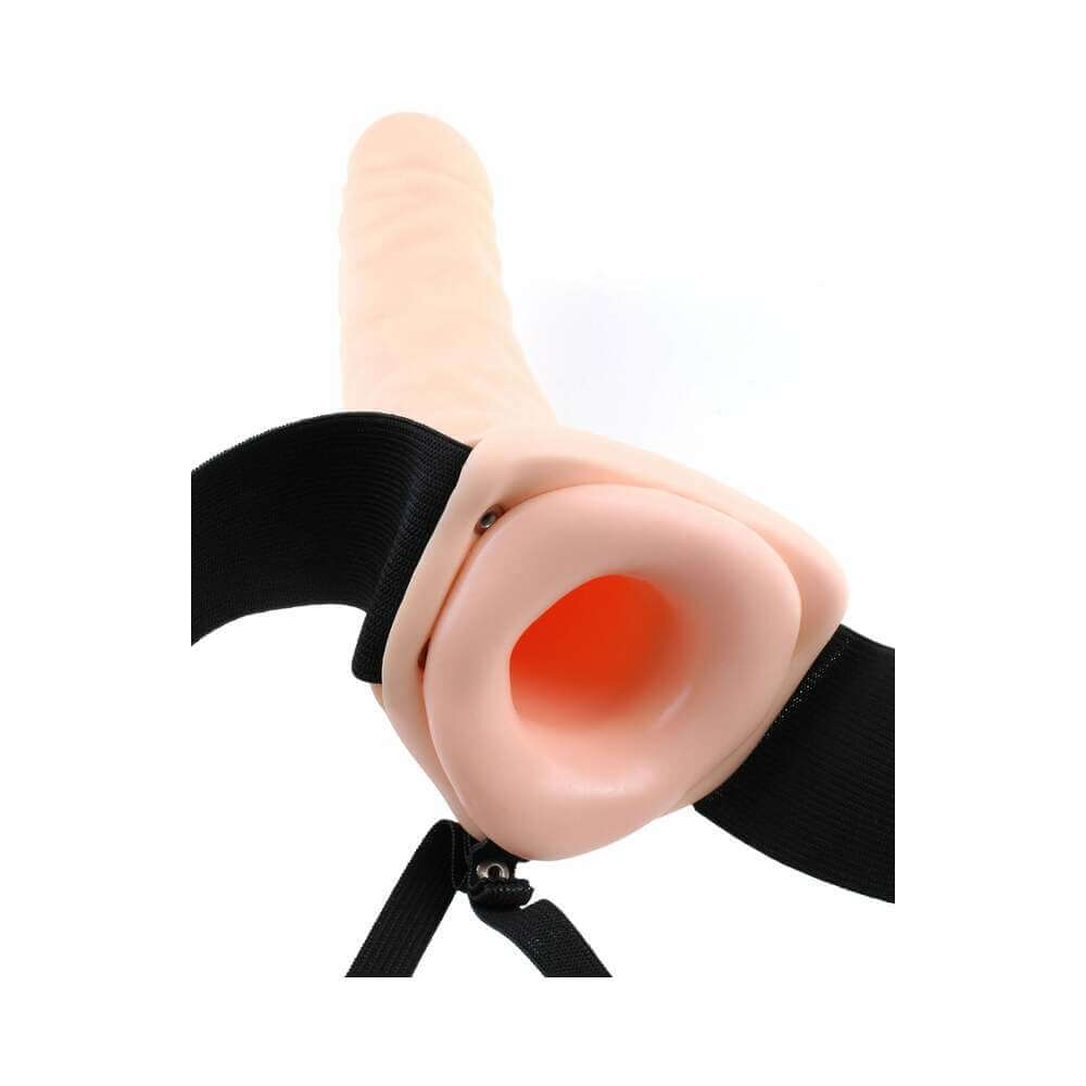 Fetish Fantasy Series 8 inches Vibrating Hollow Strap-On Beige/Black