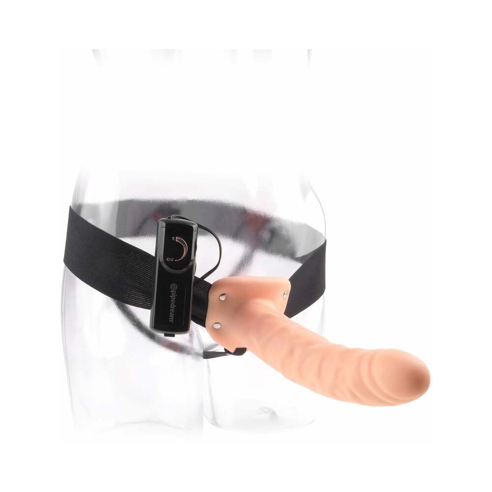 Fetish Fantasy Series 8 inches Vibrating Hollow Strap-On Beige/Black