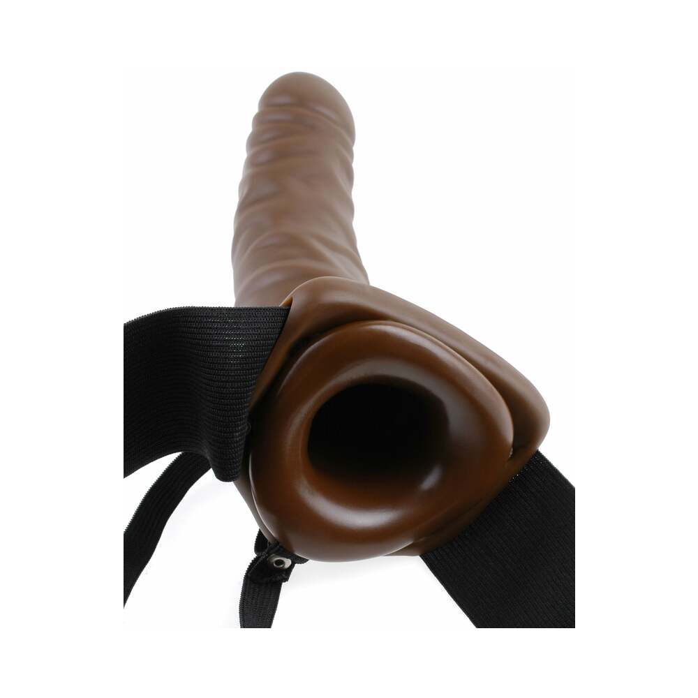 Fetish Fantasy Series 8 inches Vibrating Hollow Strap-On Brown/Black