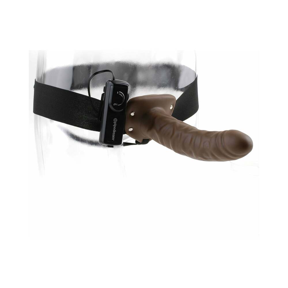 Fetish Fantasy Series 8 inches Vibrating Hollow Strap-On Brown/Black