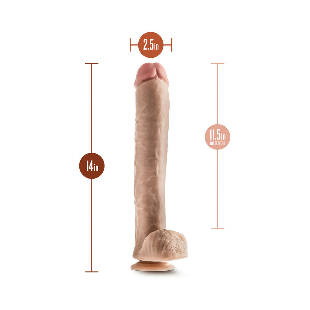 Hung Rider Bruno Realistic 14 inches Dildo with Balls Beige