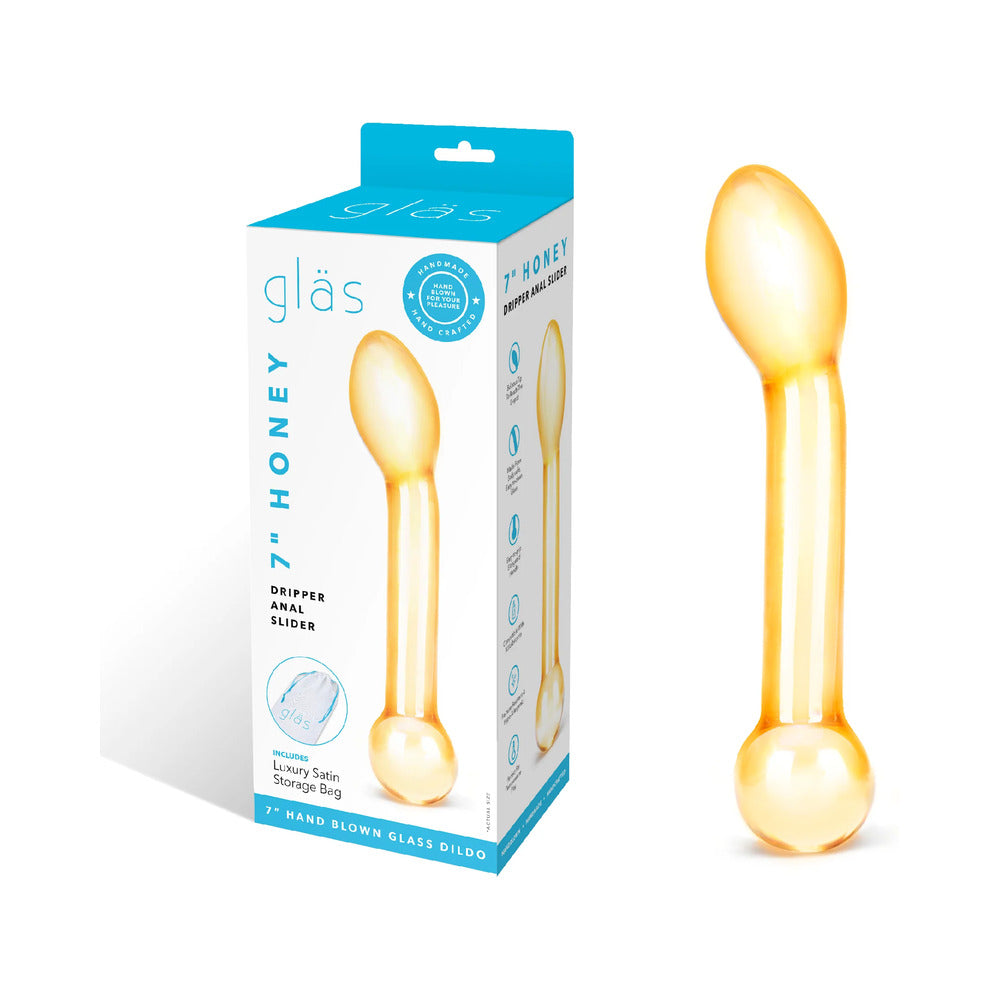 Glas 7 inches Honey Dripper Anal Slider Prostate Stimulating Glass Dildo