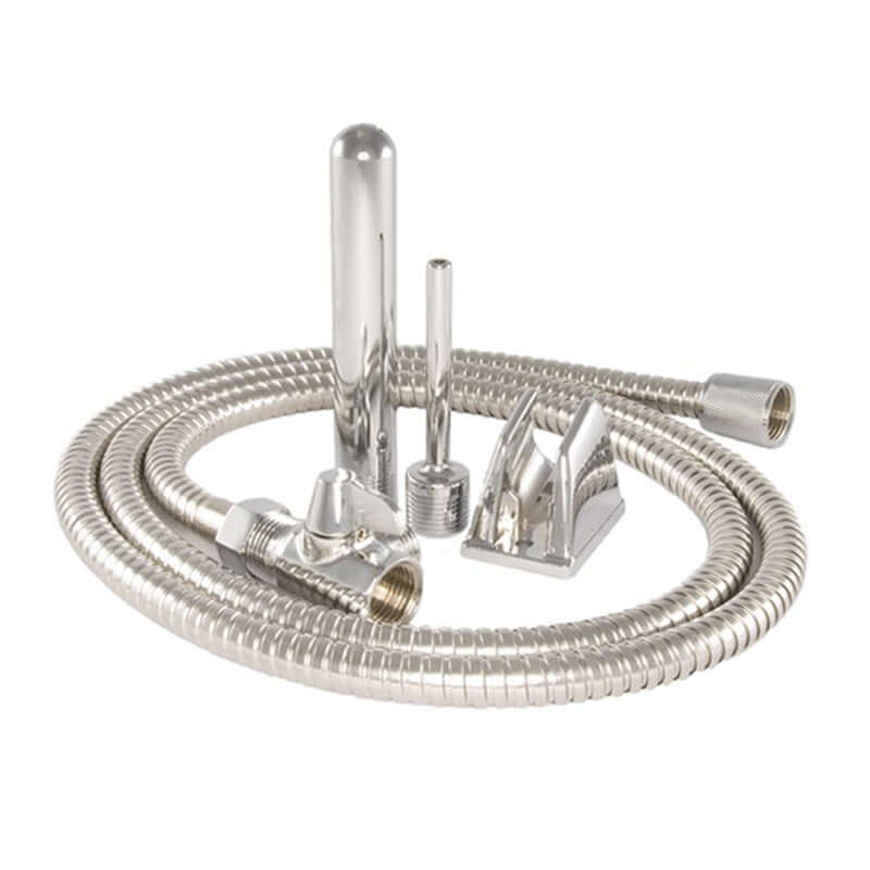 SI Shower Bidet Stainless Steel components including hose and spray nozzle for enhanced hygiene and comfort.