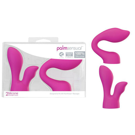 Pink Palm Power Massager Heads Sensual Set of 2 silicone attachments for personalized pleasure.