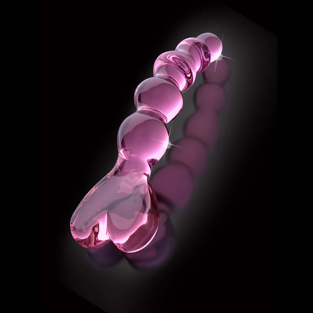 Icicles No. 43 Glass Massager with Heart-Shaped Handle Pink