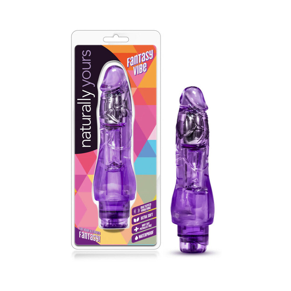 Naturally Yours Fantasy Vibe Realistic 8.5 inches Vibrating Dildo Purple