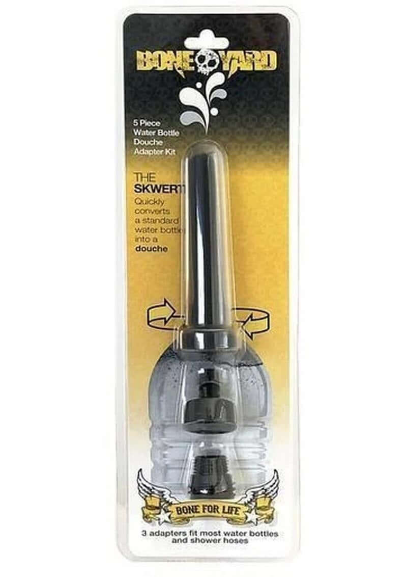Boneyard The Skwert Silicone Douche Adaptor Kit Set for easy and discreet personal cleansing with water bottles.