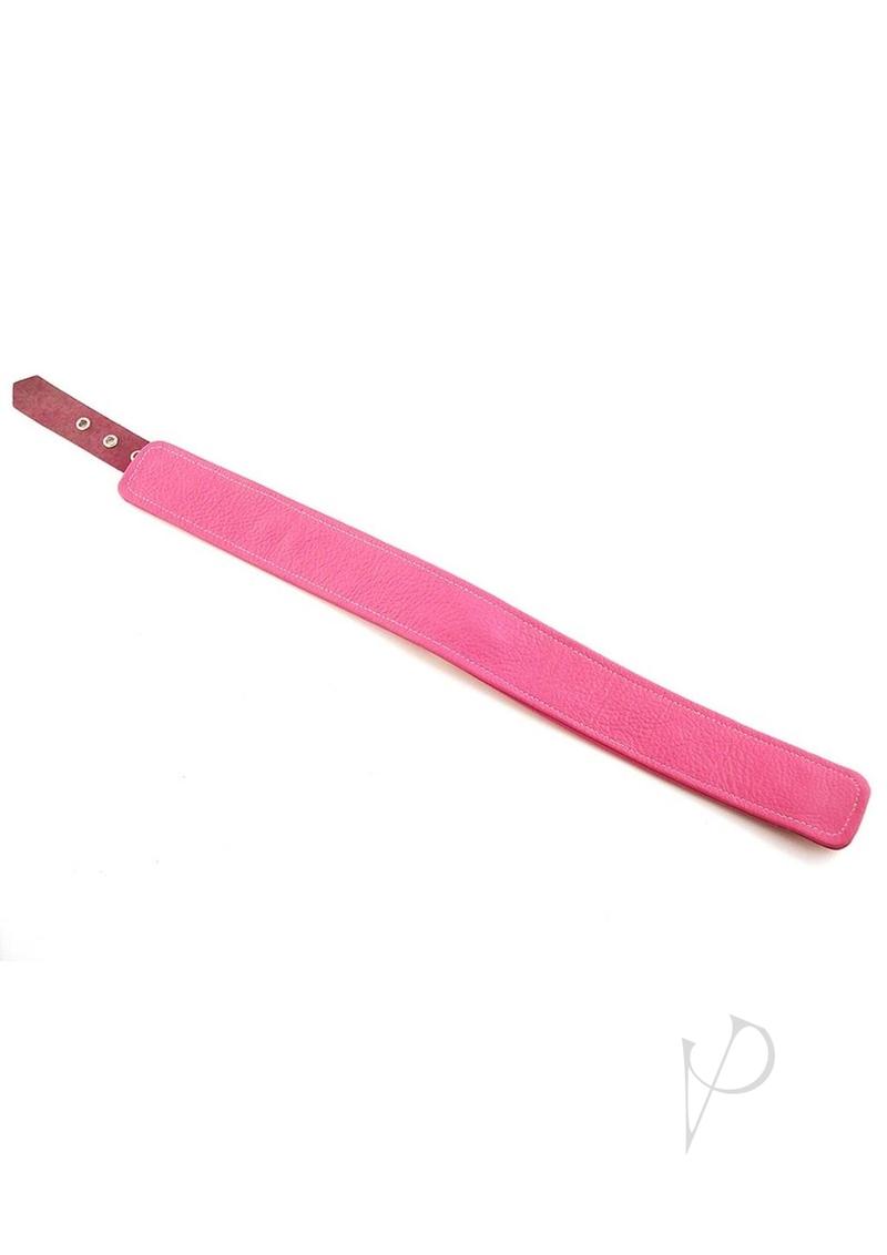 Rouge Plain Leather Adjustable Collar 1 Ring Pink, a stylish pink leather collar with adjustable features.