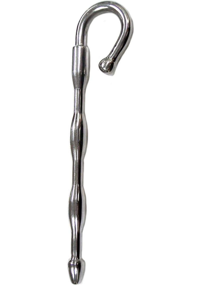 Rouge Stainless Steel Waved Urethral Probe Silver with a rounded tip for urethral stimulation.