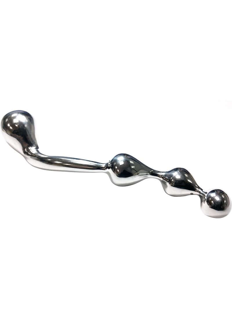 Rouge Stainless Steel Prostate Probe Silver, a smooth and polished anal probe for targeted prostate stimulation.