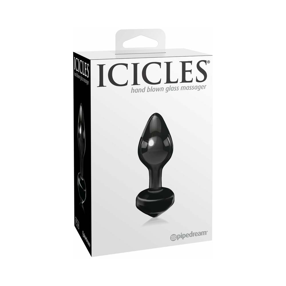 Icicles No. 44 Glass Anal Plug 3.25 inches Black