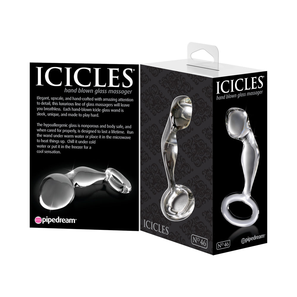 Icicles No. 46 Glass Prostate Massager 3.5 inches Clear