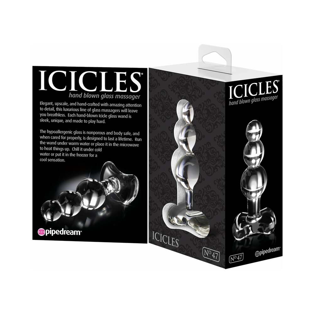 Icicles No. 47 Beaded 4 inches Glass Anal Plug Clear