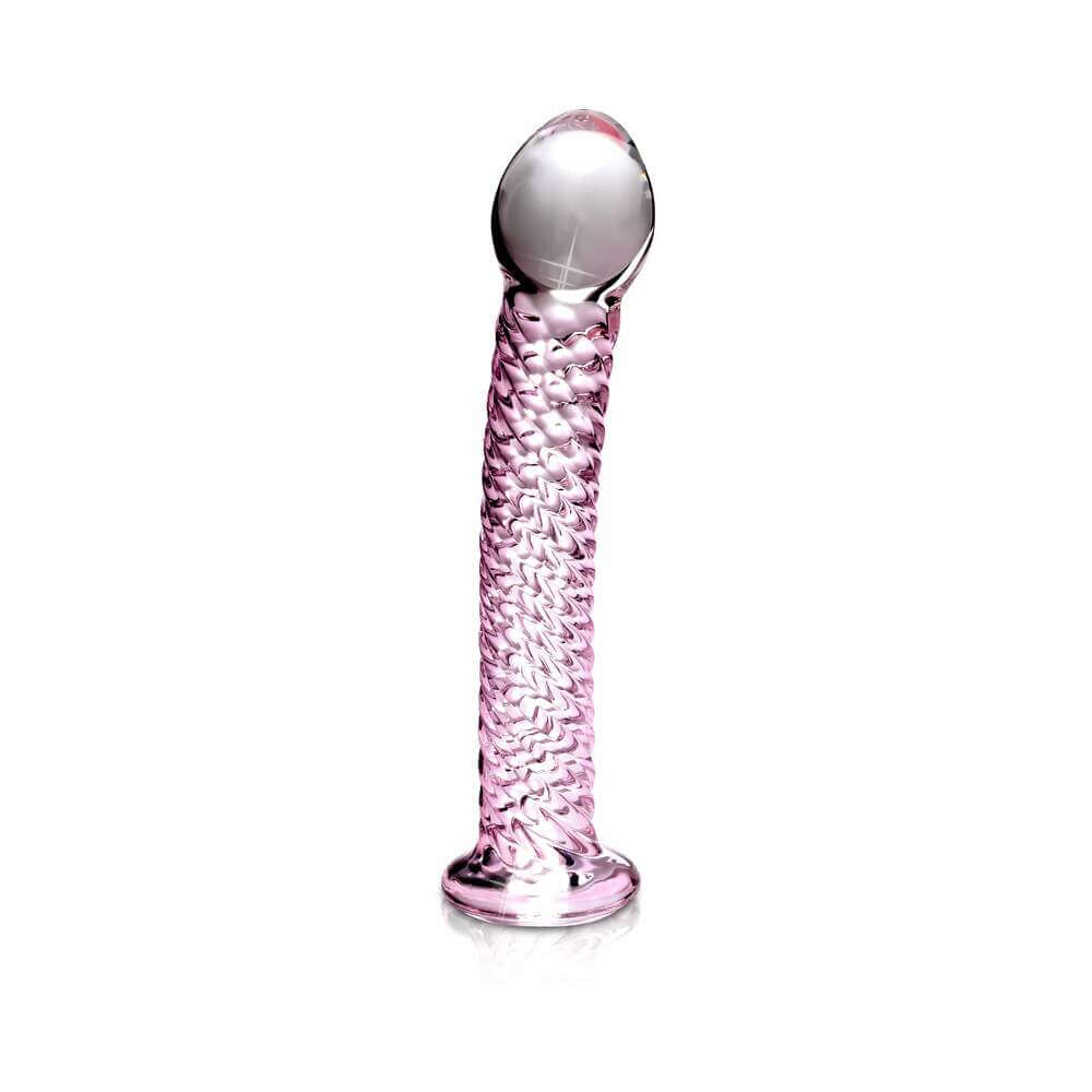Icicles No. 53 Curved Textured 7 inches Glass Dildo Pink