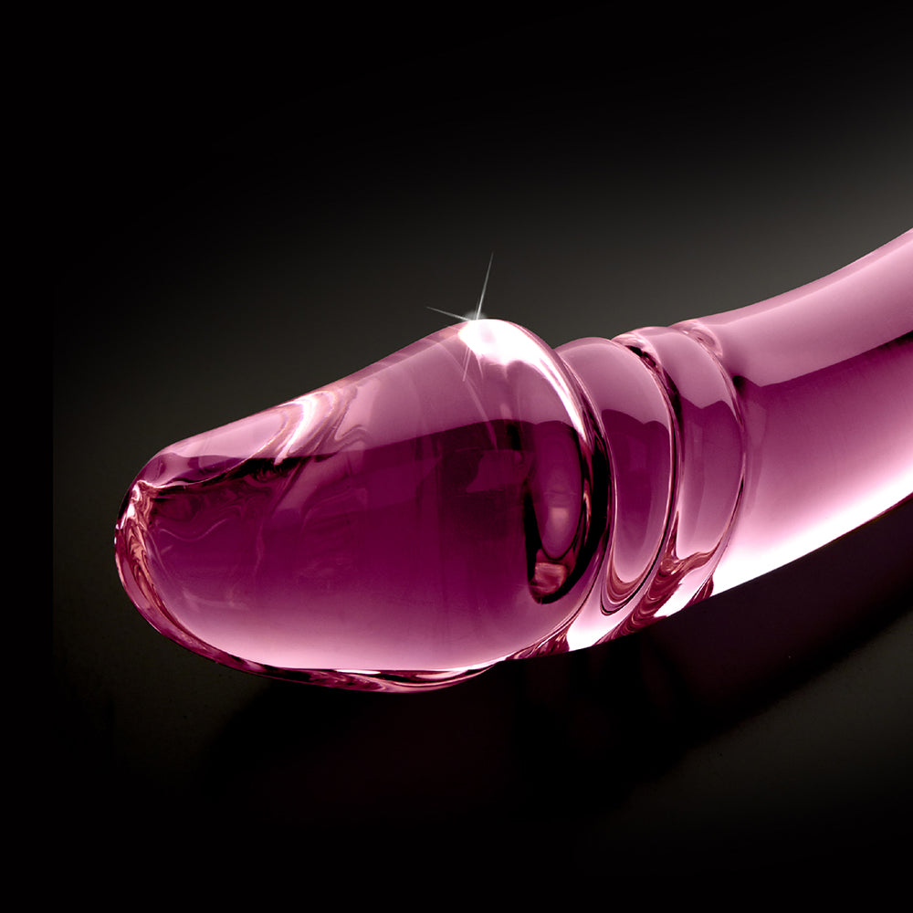 Icicles No. 57 Curved Textured 9 inches Dual-Ended Glass Dildo Pink
