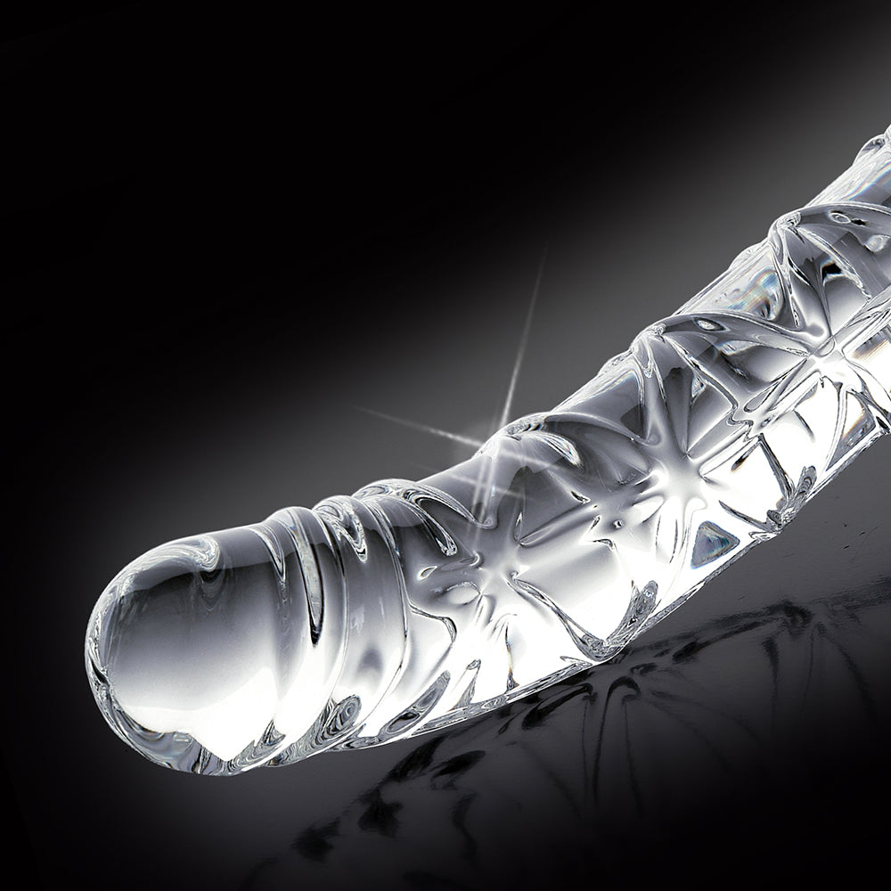 Icicles No. 60 Curved Ribbed 6.5 inches Glass Dildo Clear