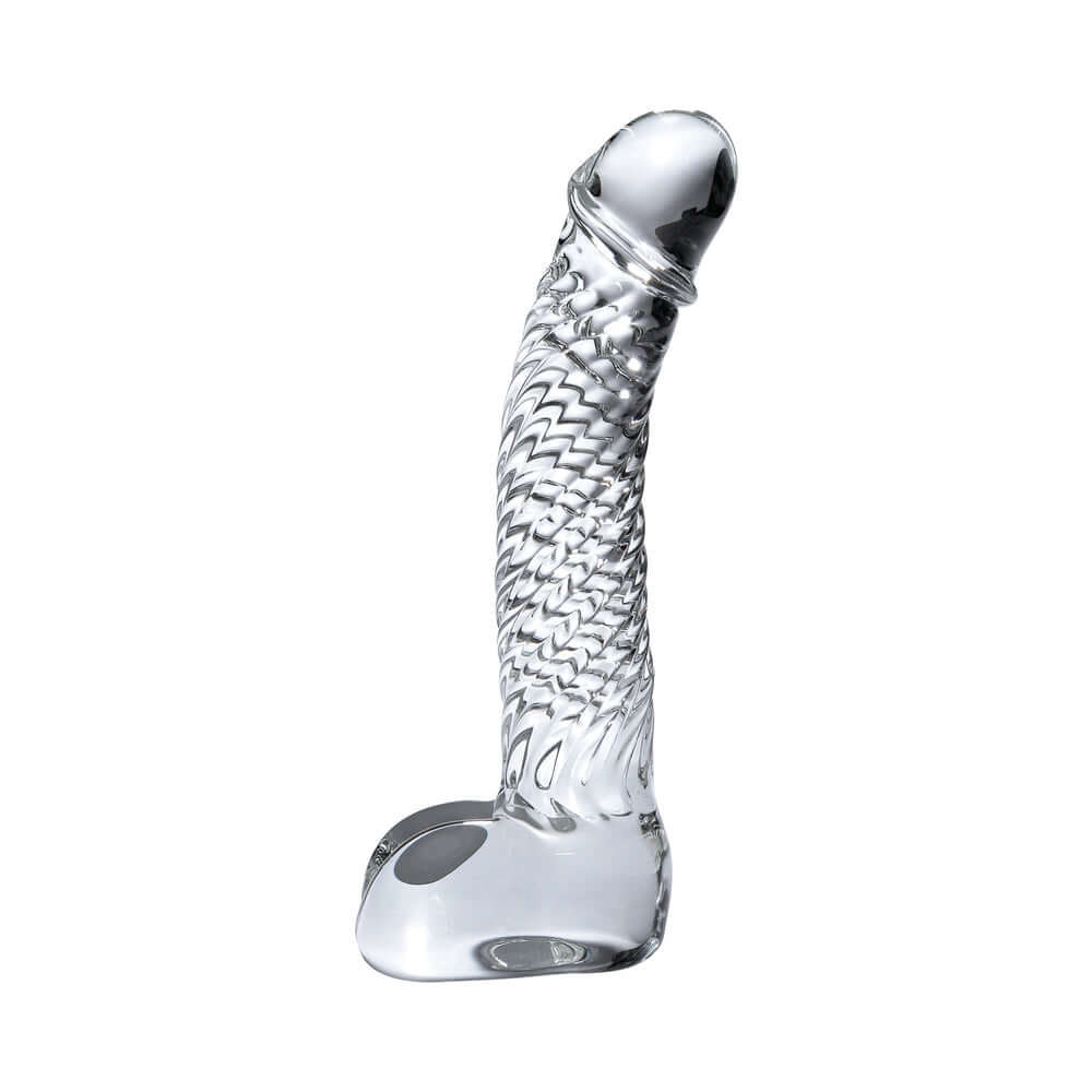 Icicles No. 61 Curved Textured 6.5 inches Glass Dildo Clear