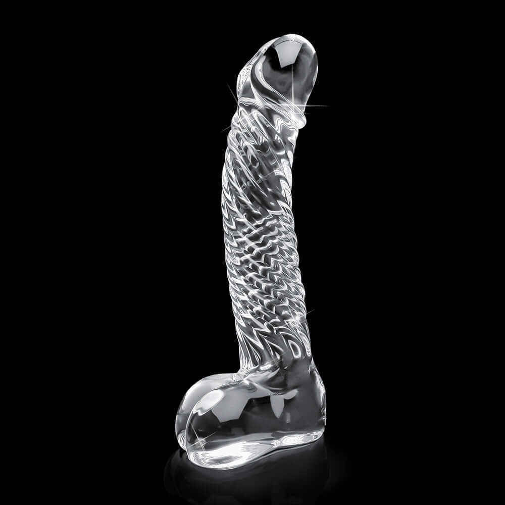Icicles No. 61 Curved Textured 6.5 inches Glass Dildo Clear