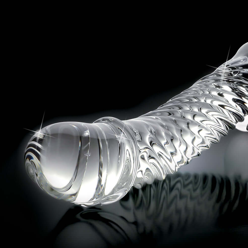 Icicles No. 61 Curved Textured 6.5 inches Glass Dildo Clear