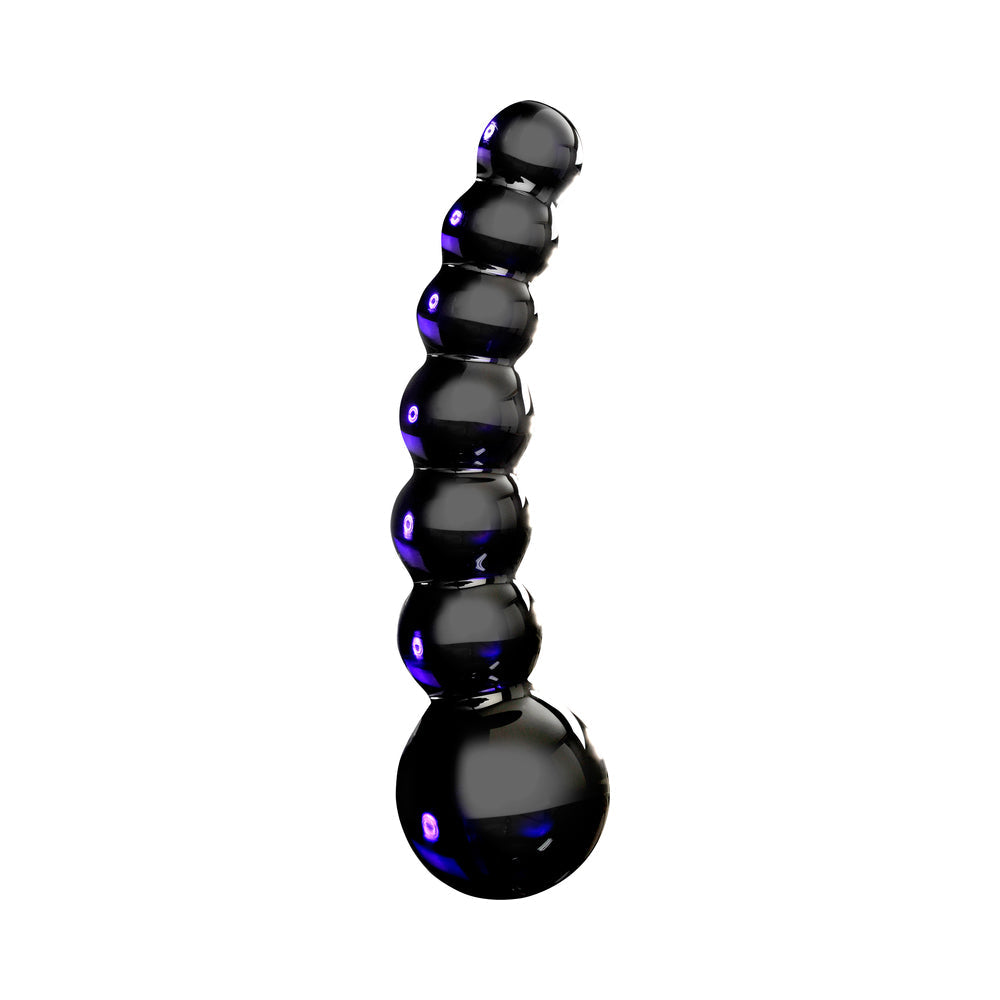 Icicles No. 66 Curved Beaded 4.75 inches Glass Dildo Black