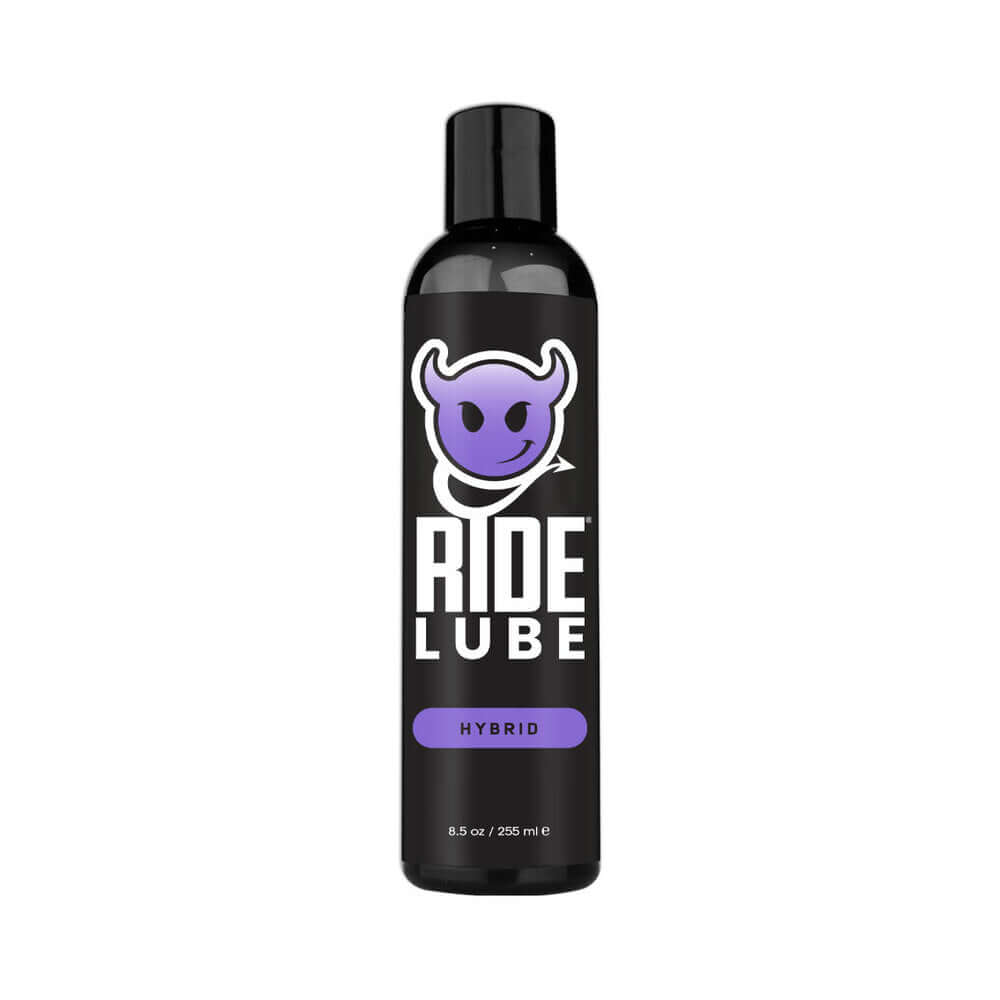 Ride Lube Silk Hybrid Lubricant 8.5 Oz bottle with black and purple design.