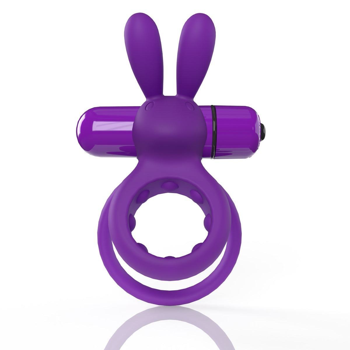 Screaming O 4B Ohare Vibrating Cock Ring Grape with soft rabbit ears for stimulating pleasure.