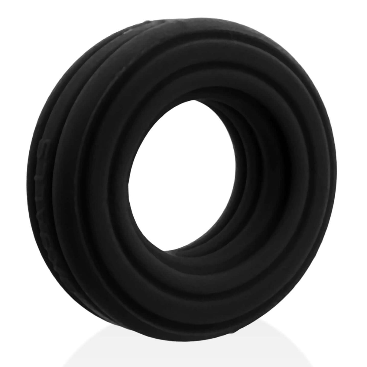 Oxballs Roto Grooved Gripper-Ribbed Cockring Black Fog with a smooth, ribbed design for enhanced grip and performance.
