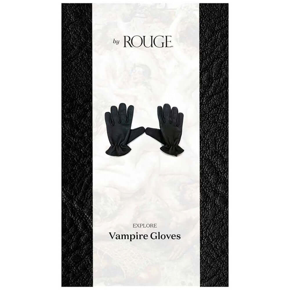 Rouge Vampire Leather Gloves Black Large displayed on a stylish background for sensory play and bold fashion.