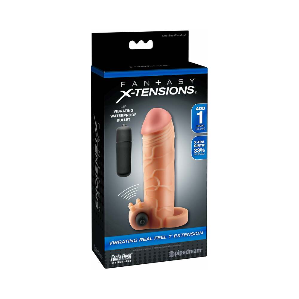 Fantasy X-tensions Vibrating Real Feel 1 inches Extension With Ball Strap Beige