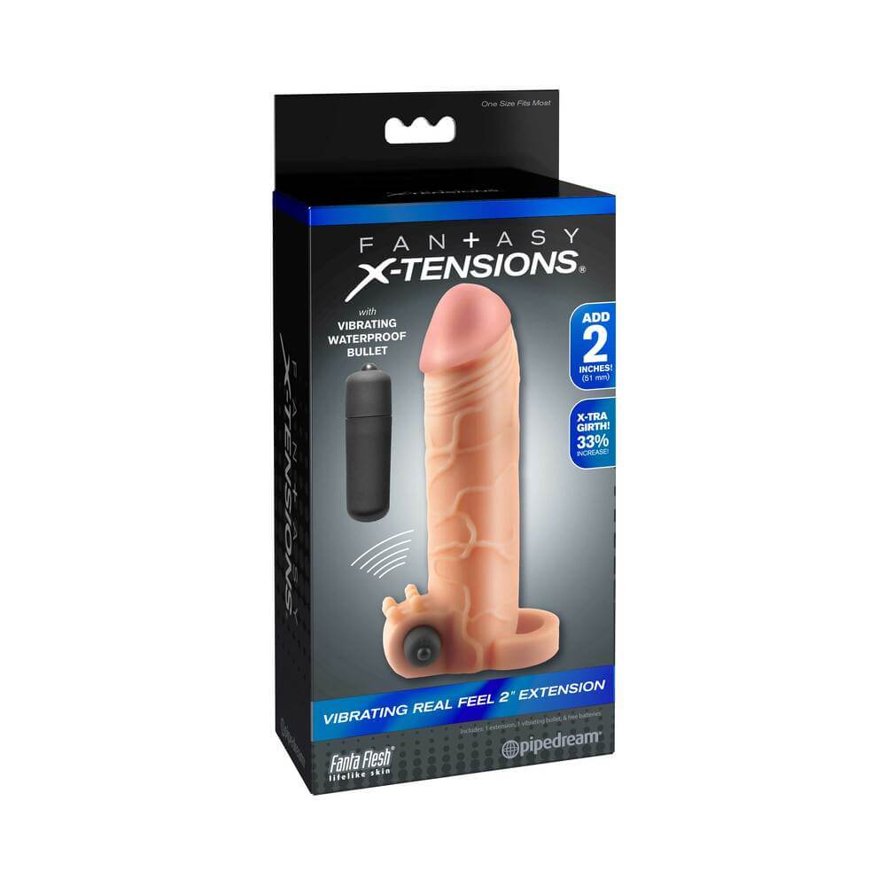 Fantasy X-tensions Vibrating Real Feel 2 inches Extension With Ball Strap Beige