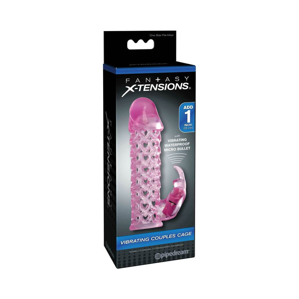 Fantasy X-tensions Vibrating Couples Cage 1 inches Extension Pink