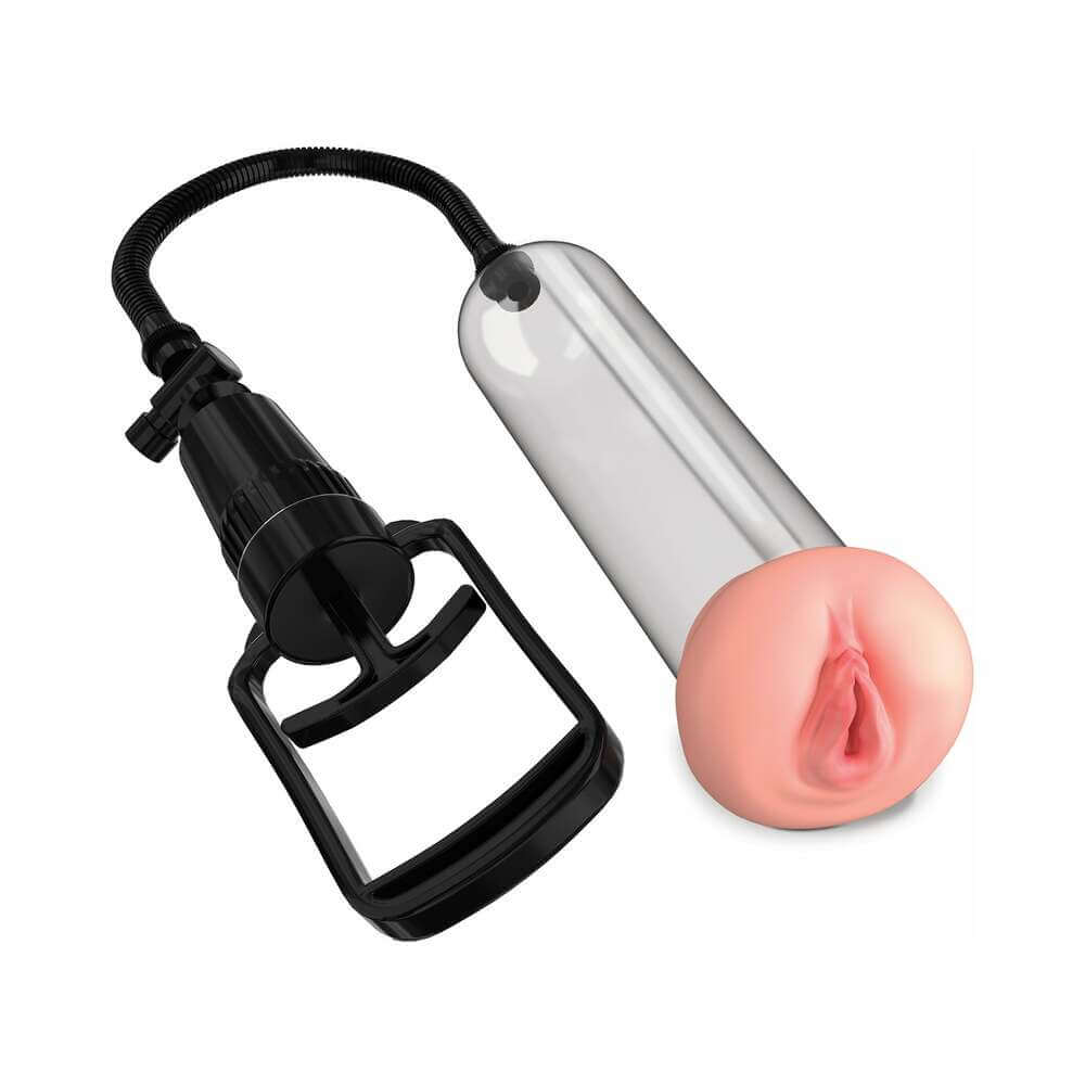 Pump Worx Beginners Pussy Pump Beige with lifelike sleeve and vacuum feature for beginners.