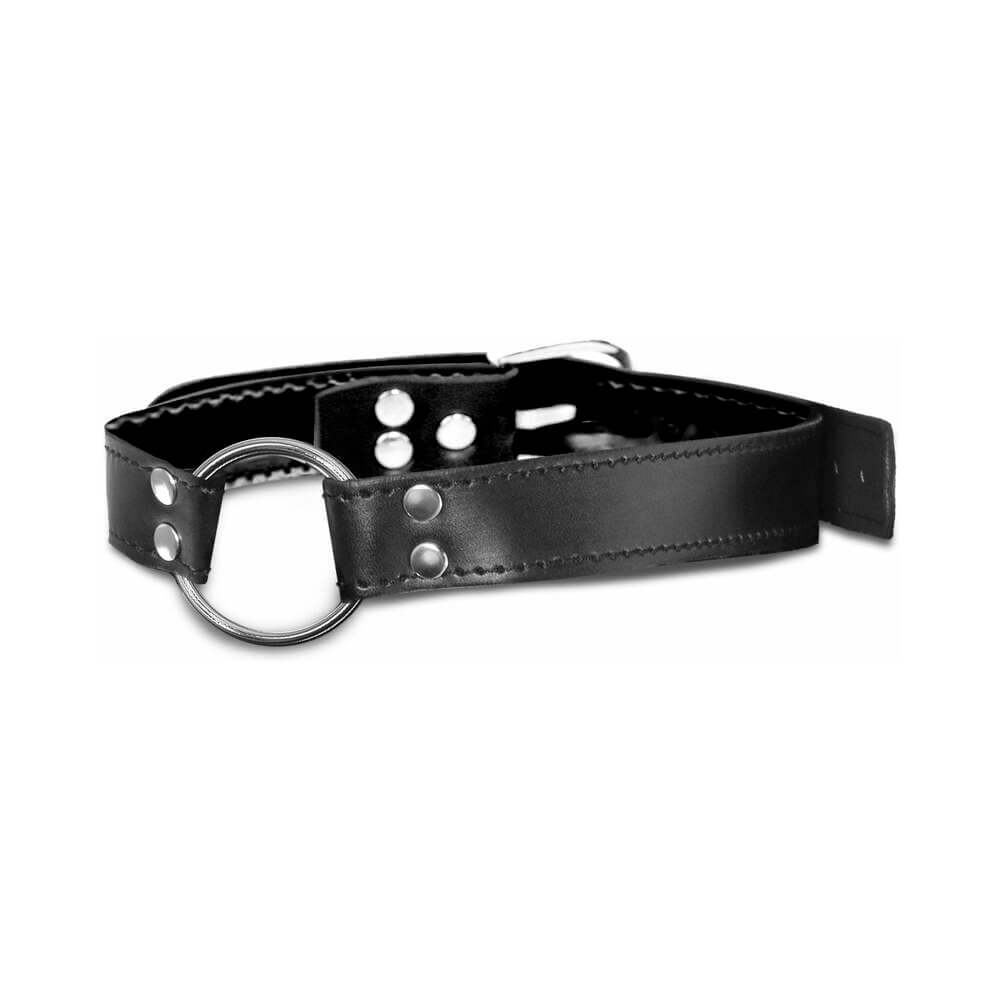 Fetish Fantasy Limited Edition Adjustable O-Ring Gag Black with metal ring and adjustable PVC straps.