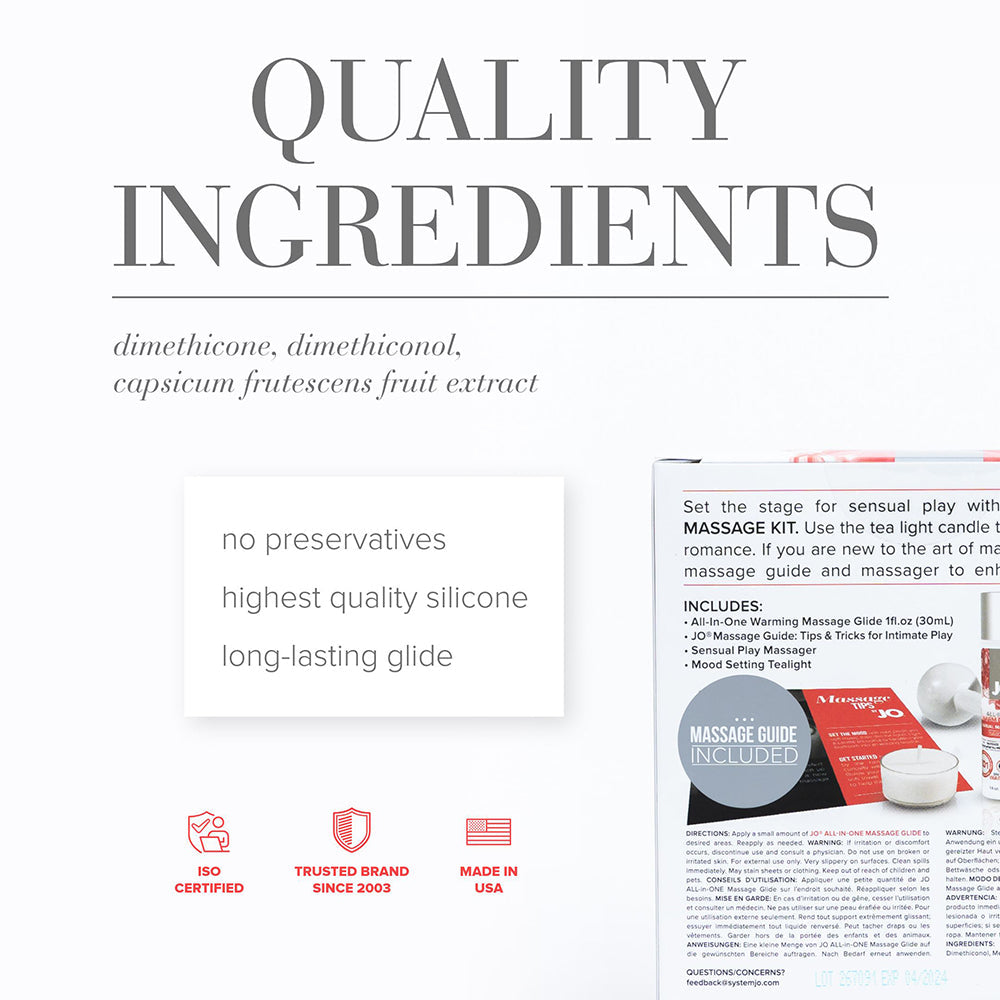 JO All-In-One Sensual Massage Glide Kit Warming 1 oz.