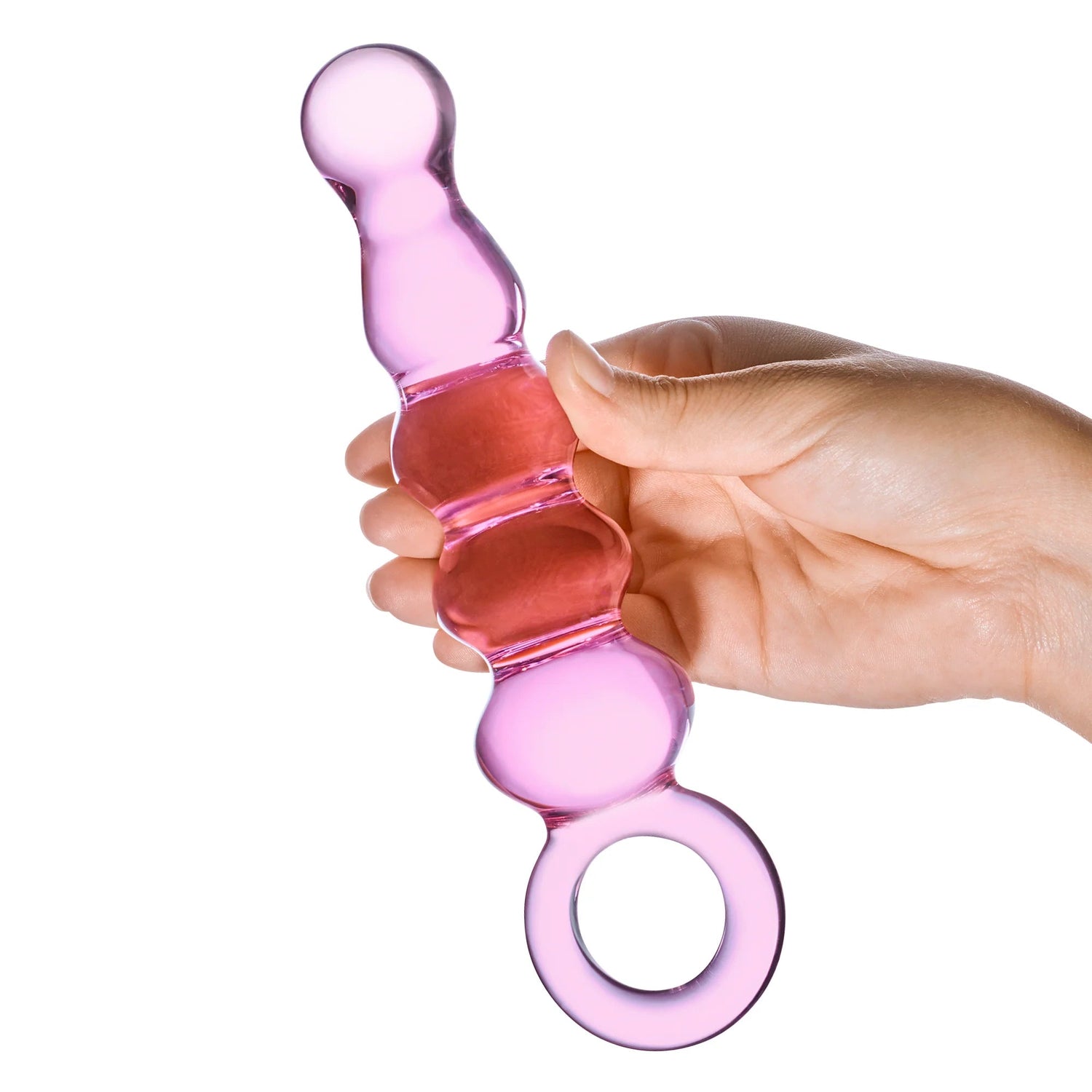 Glas 7.5 inches Quintessence Beaded Anal Slider Glass Dildo with Ring Handle