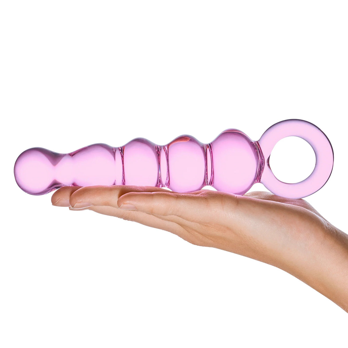 Glas 7.5 inches Quintessence Beaded Anal Slider Glass Dildo with Ring Handle